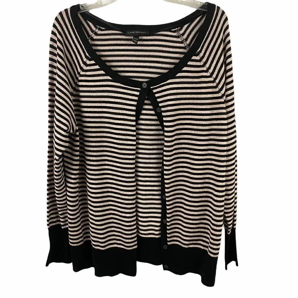 Lane Bryant striped Black Metallic Cardigan 18/20